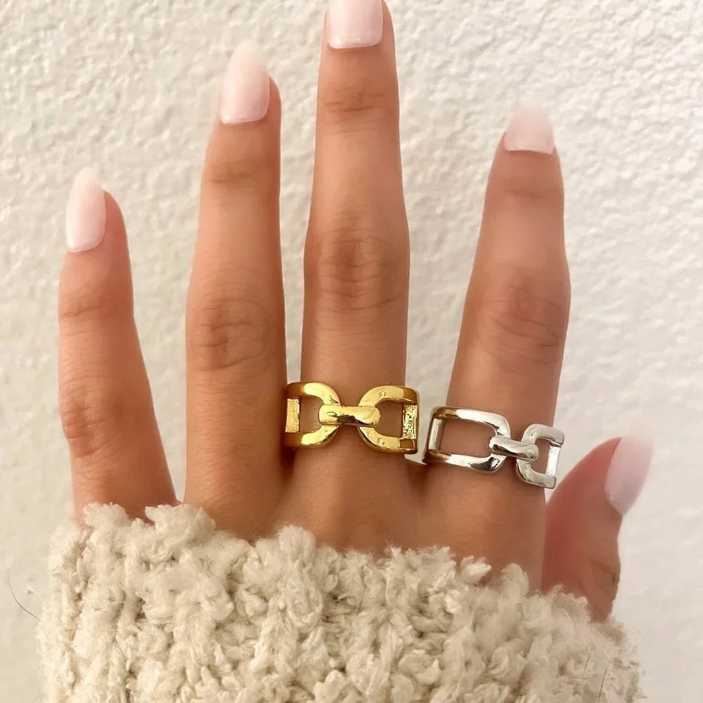 925 Sterling Silver Chunky Statement Ring Buckle … - image 7